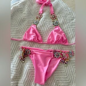 Beach bunny pink and gems bathing suit